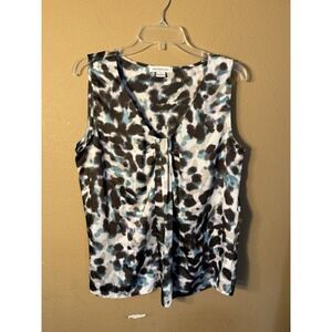 LIZ CLAIBORNE BLOUSE SLEEVELESS V-NECK MULTICOLOR PULLOVER TOP Size Large